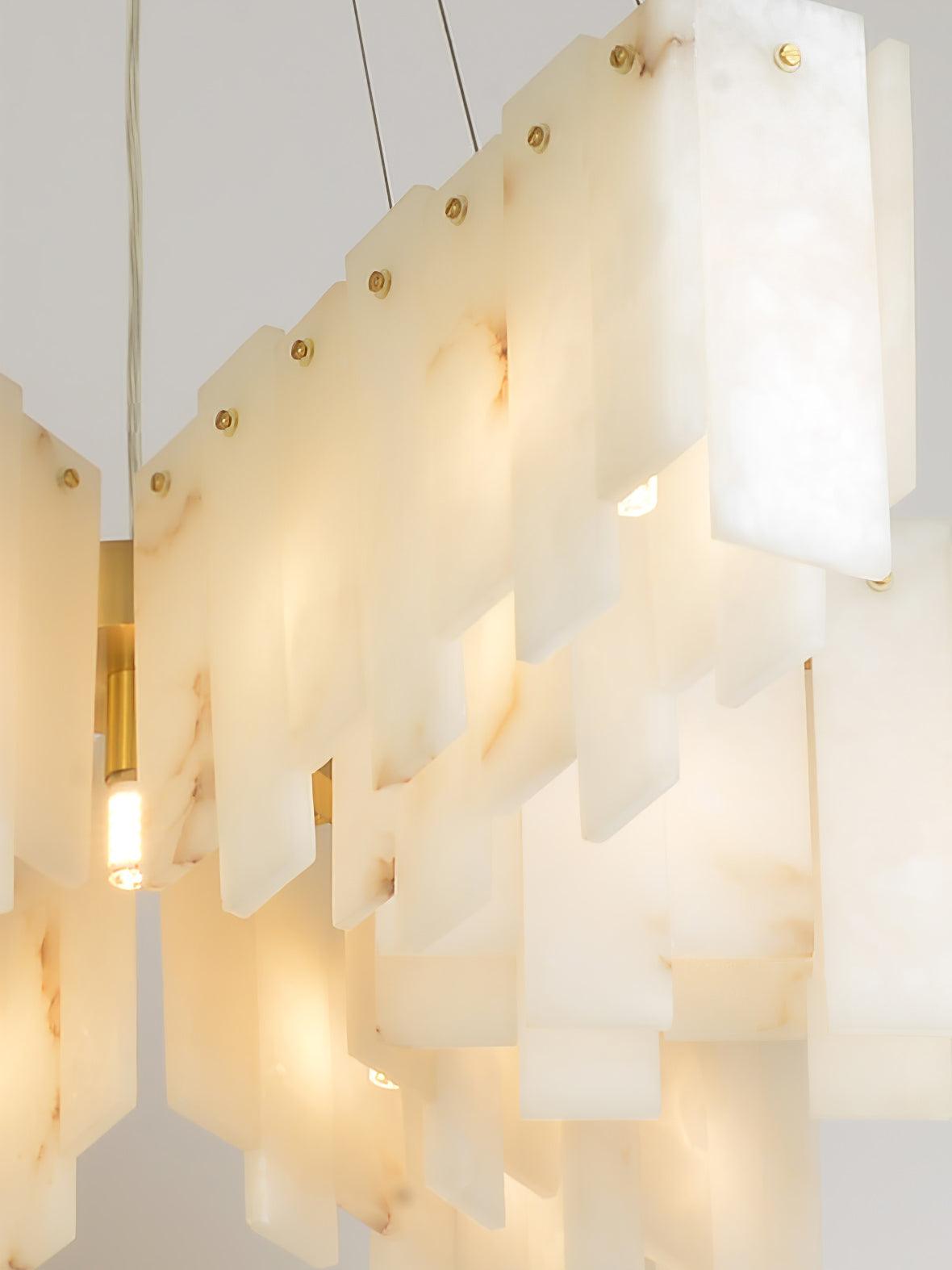 Elegant Alabaster Cascade Tiered Chandelier with Adjustable Height & L
