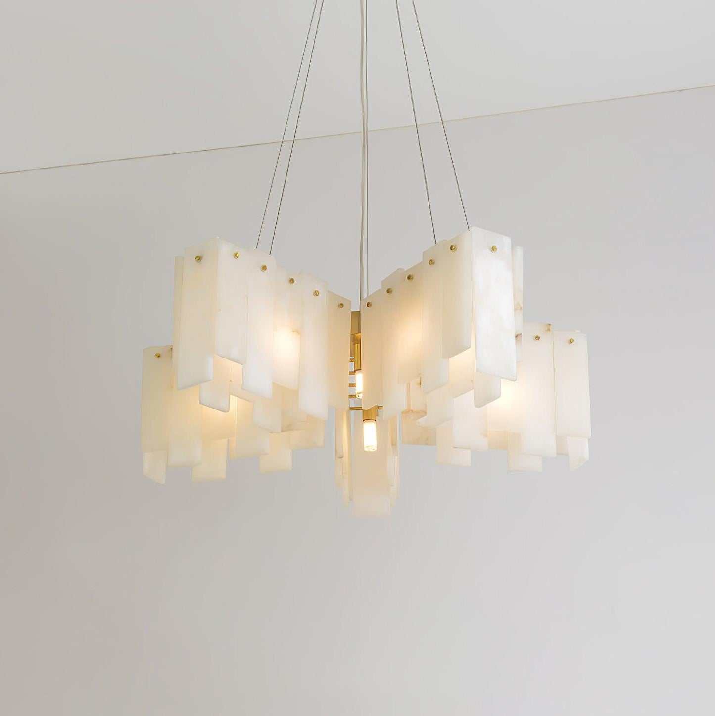 Elegant Alabaster Cascade Tiered Chandelier with Adjustable Height & L