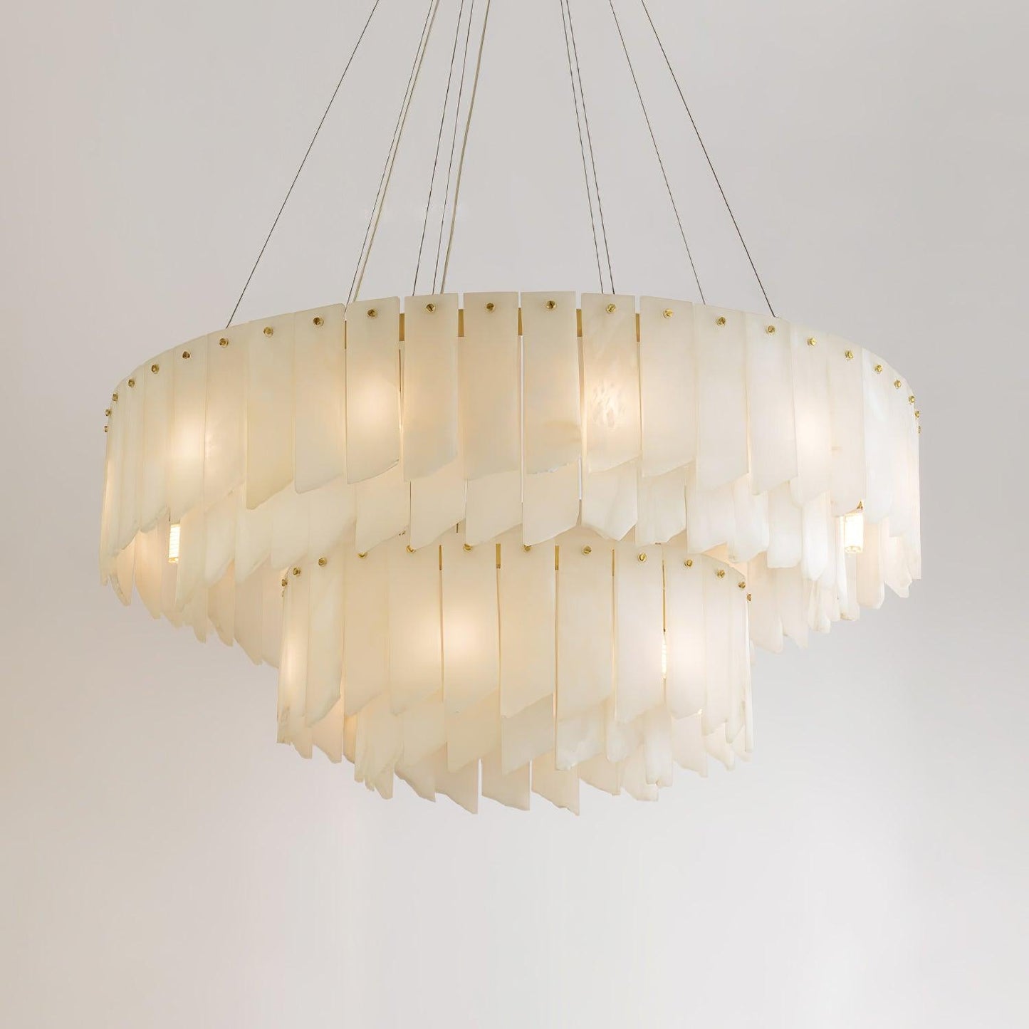 Elegant Alabaster Cascade Tiered Chandelier with Adjustable Height & L