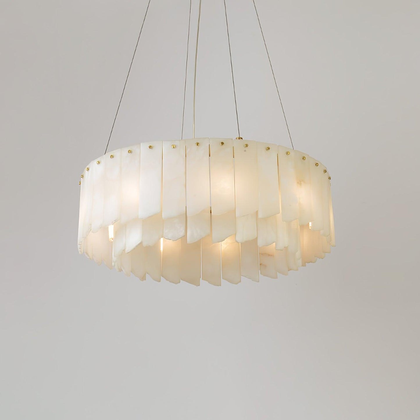 Elegant Alabaster Cascade Tiered Chandelier with Adjustable Height & L