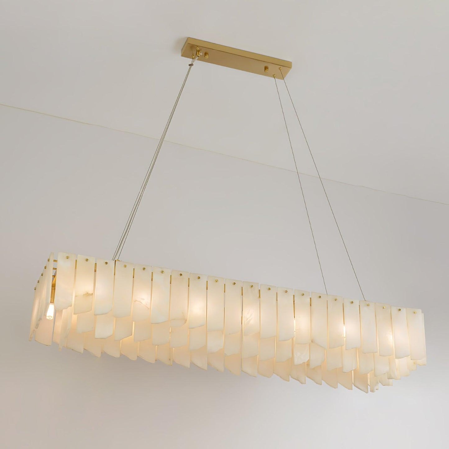 Elegant Alabaster Cascade Tiered Chandelier with Adjustable Height & L
