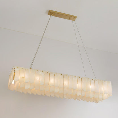 Elegant Alabaster Cascade Tiered Chandelier with Adjustable Height & L