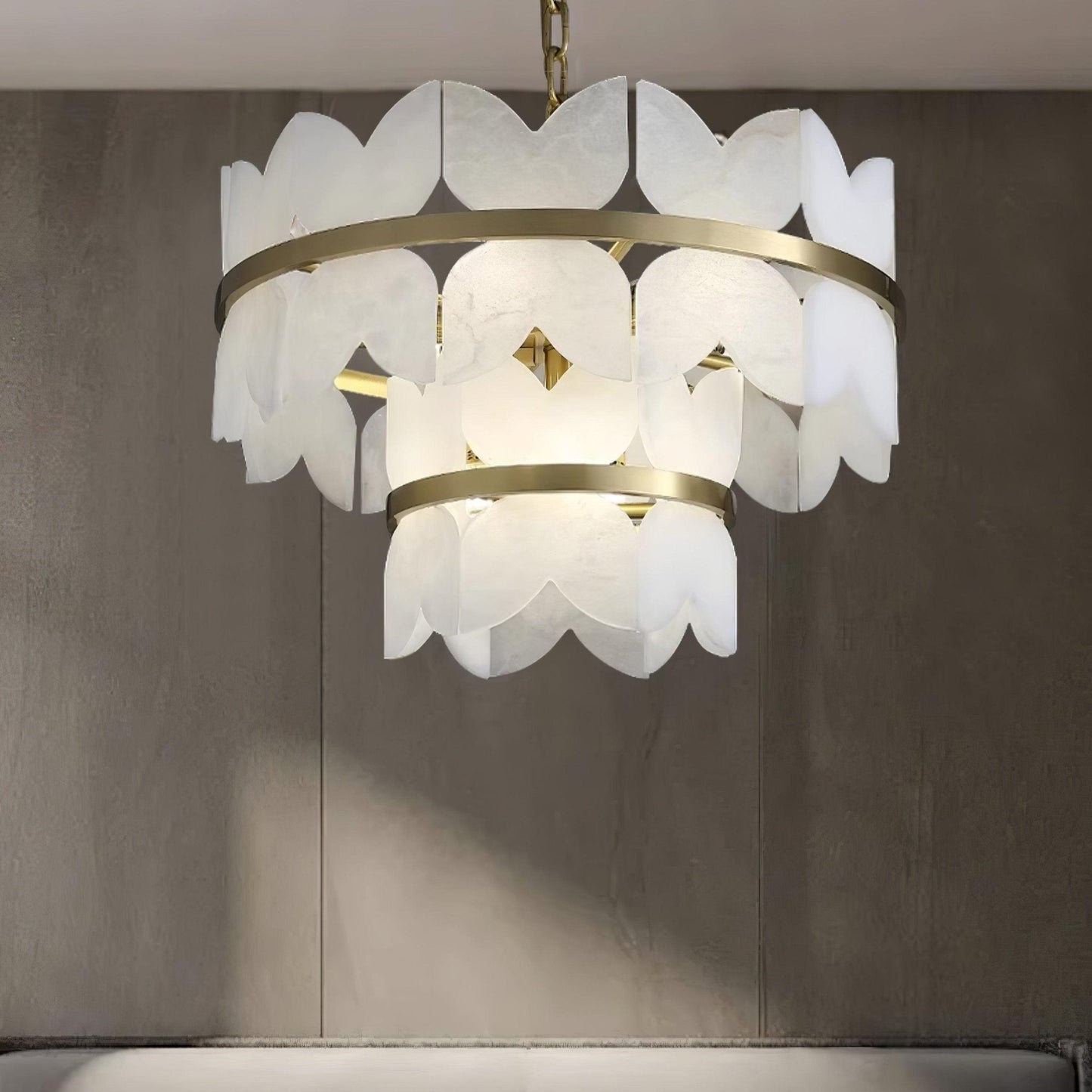 Alabaster Cloudscape Chandelier - Elegant Design with Adjustable Heigh