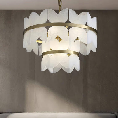 Alabaster Cloudscape Chandelier - Elegant Design with Adjustable Heigh