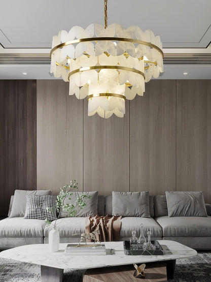 Alabaster Cloudscape Chandelier - Elegant Design with Adjustable Heigh