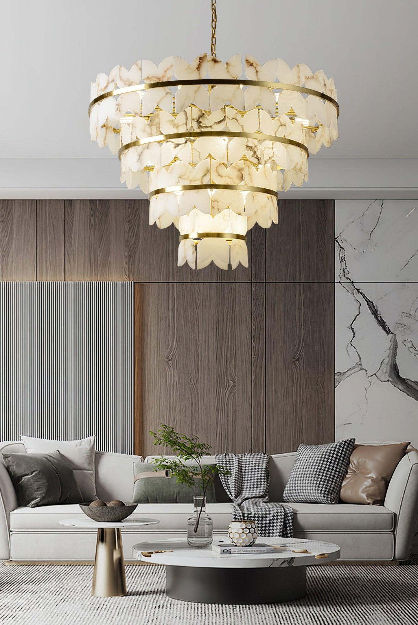 Alabaster Cloudscape Chandelier - Elegant Design with Adjustable Heigh