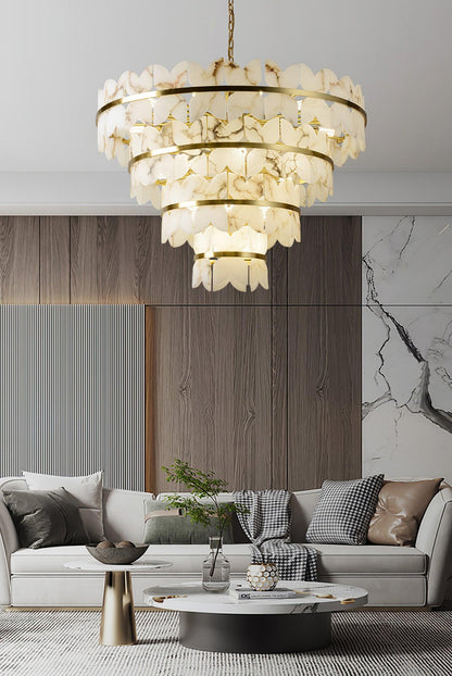 Alabaster Cloudscape Chandelier - Elegant Design with Adjustable Heigh