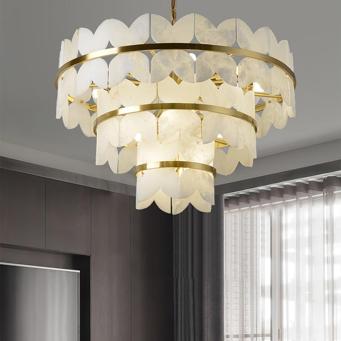 Alabaster Cloudscape Chandelier - Elegant Design with Adjustable Heigh