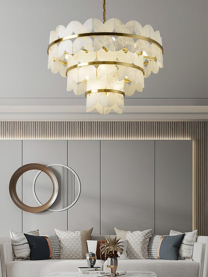Alabaster Cloudscape Chandelier - Elegant Design with Adjustable Heigh