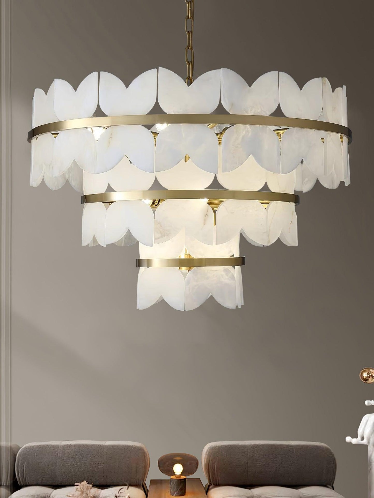 Alabaster Cloudscape Chandelier - Elegant Design with Adjustable Heigh