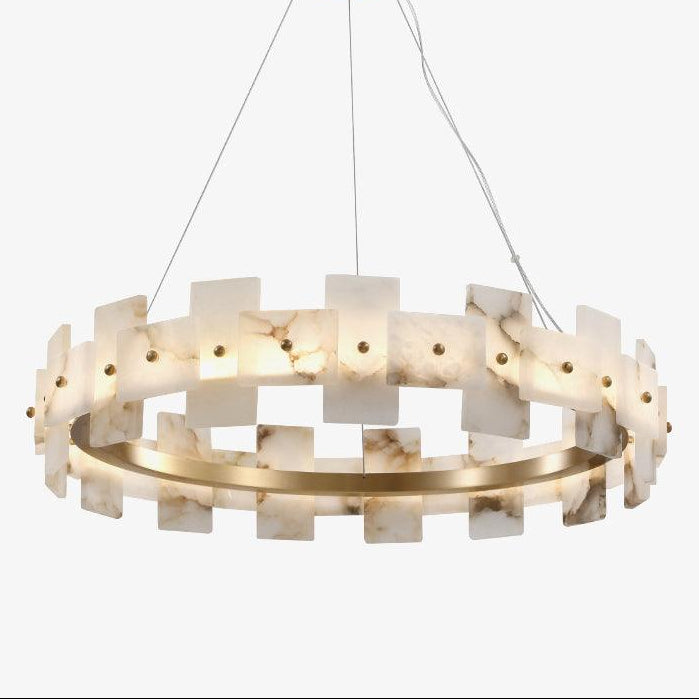 Alabaster Halo Chandelier - Elegant Design with Adjustable Brightness