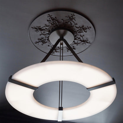 Alabaster Halo Pendant Light - Adjustable Height, Modern Design