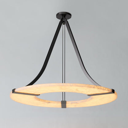 Alabaster Halo Pendant Light - Adjustable Height, Modern Design