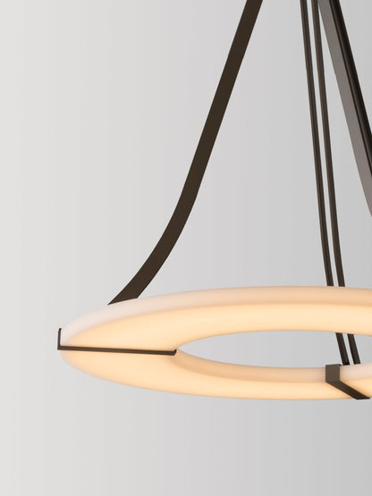 Alabaster Halo Pendant Light - Adjustable Height, Modern Design