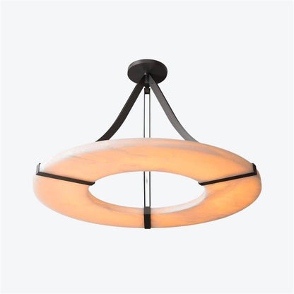 Alabaster Halo Pendant Light - Adjustable Height, Modern Design