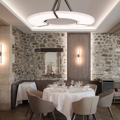 Alabaster Halo Pendant Light - Adjustable Height, Modern Design