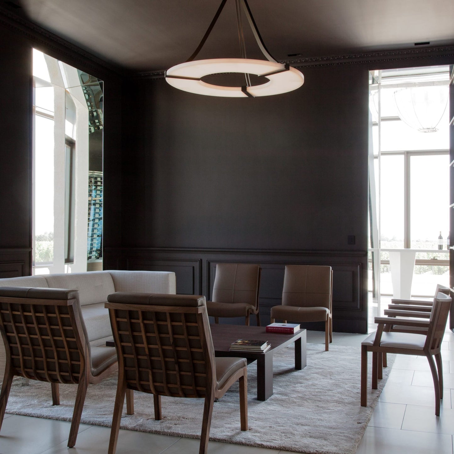 Alabaster Halo Pendant Light - Adjustable Height, Modern Design