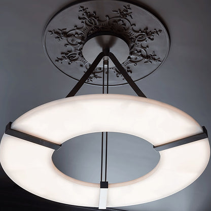 Alabaster Halo Pendant Light - Adjustable Height, Modern Design