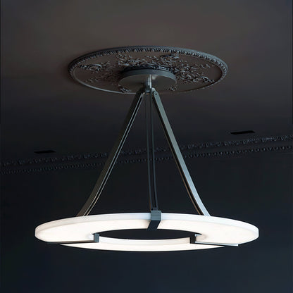 Alabaster Halo Pendant Light - Adjustable Height, Modern Design