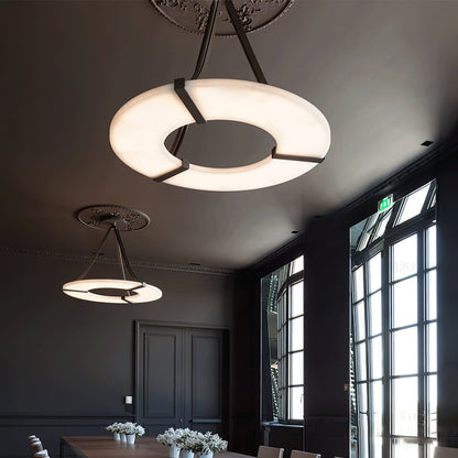 Alabaster Halo Pendant Light - Adjustable Height, Modern Design