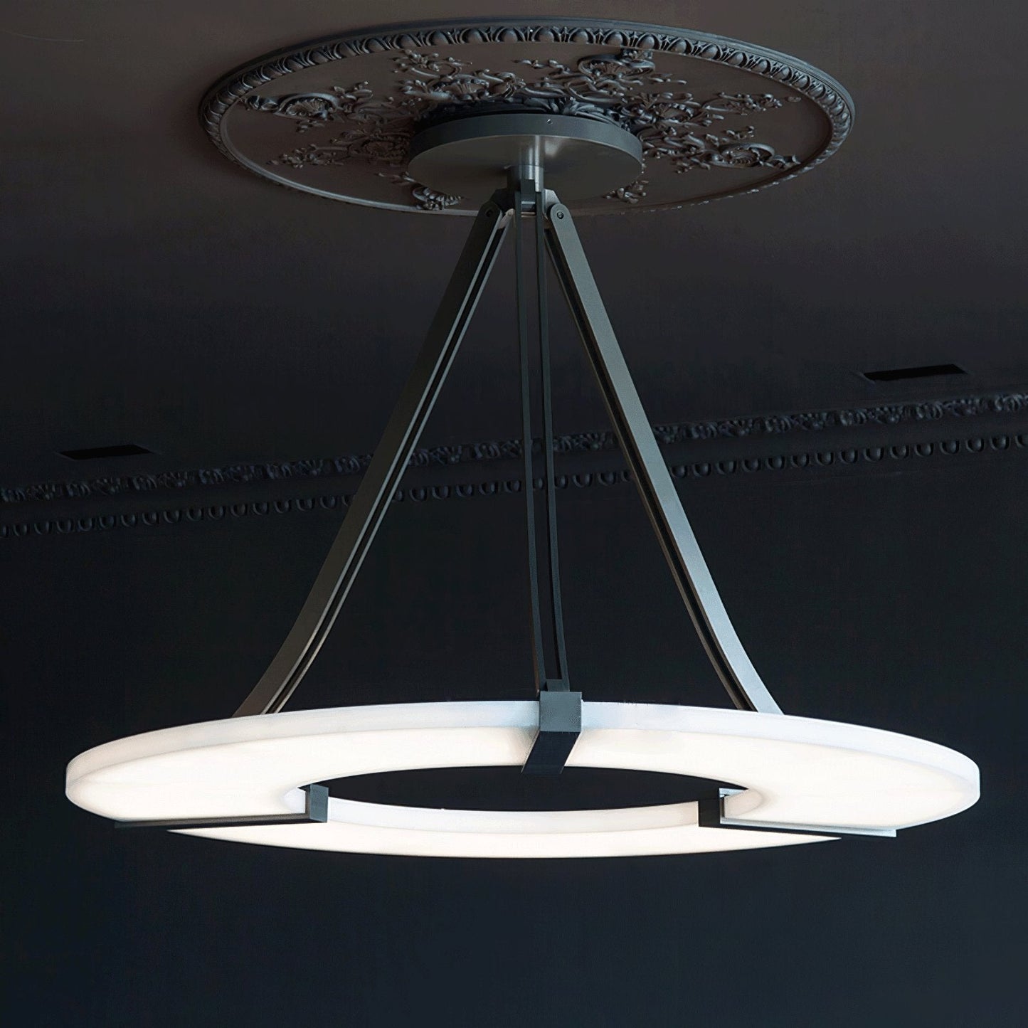 Alabaster Halo Pendant Light - Adjustable Height, Modern Design