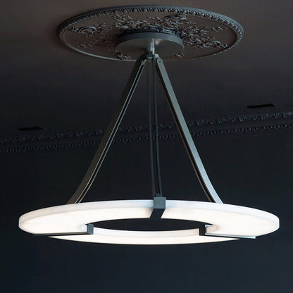 Alabaster Halo Pendant Light - Adjustable Height, Modern Design