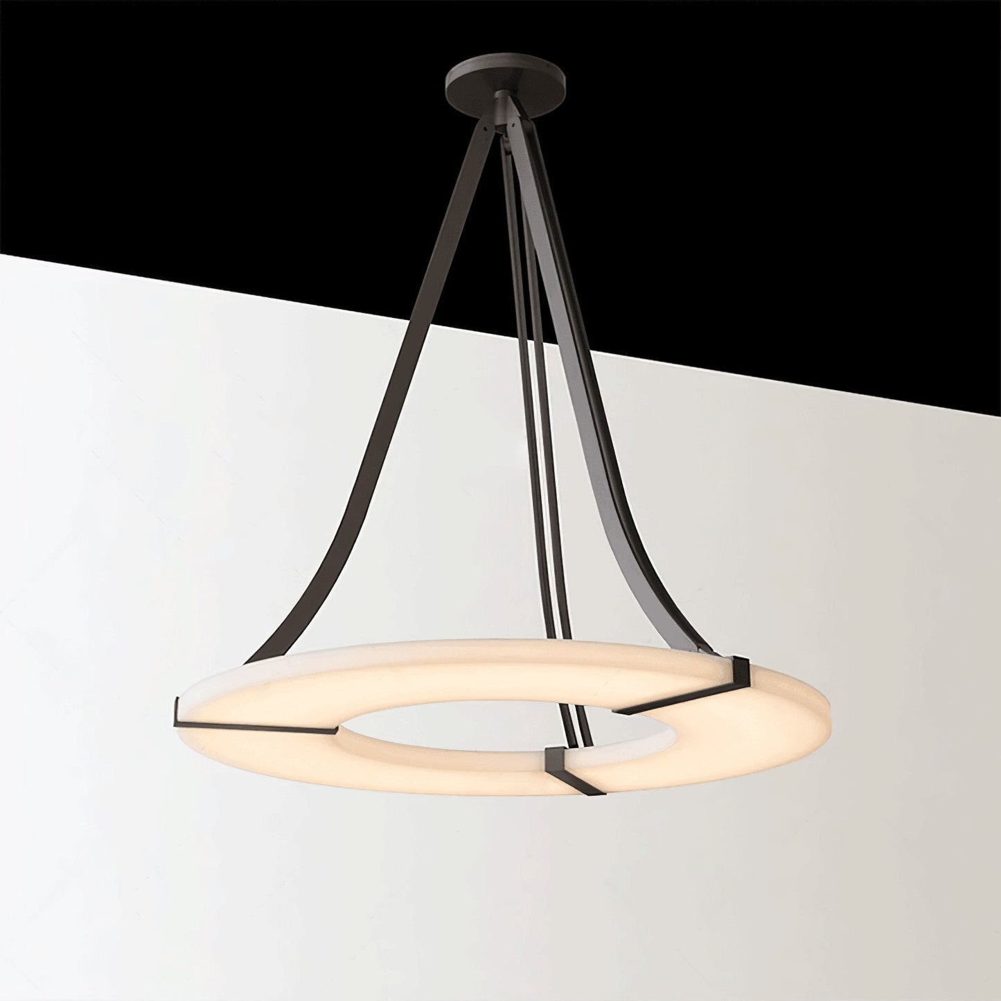 Alabaster Halo Pendant Light - Adjustable Height, Modern Design