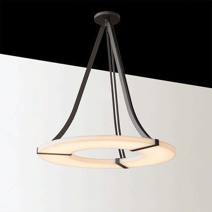 Alabaster Halo Pendant Light - Adjustable Height, Modern Design