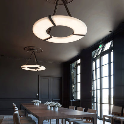 Alabaster Halo Pendant Light - Adjustable Height, Modern Design