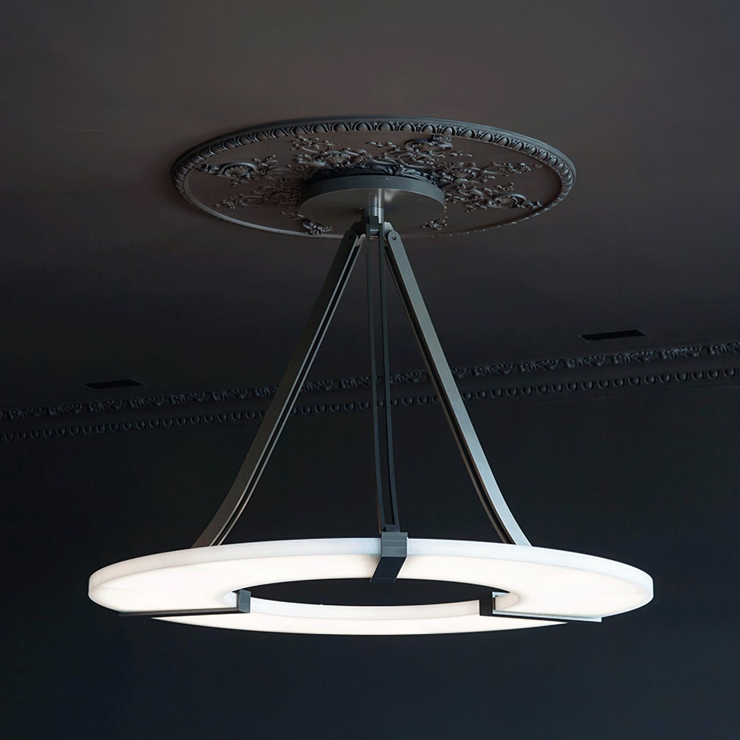 Alabaster Halo Pendant Light - Adjustable Height, Modern Design