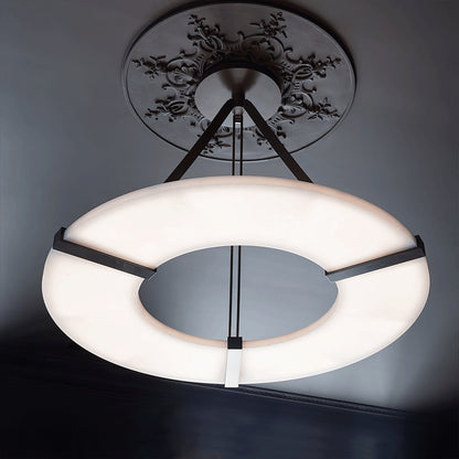 Alabaster Halo Pendant Light - Adjustable Height, Modern Design