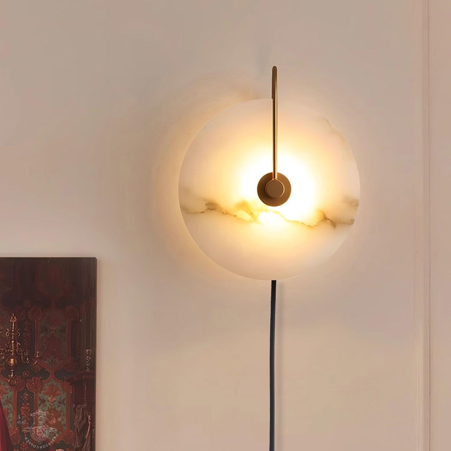 Alabaster LED Plug-In Wall Lamp - Dimmable, Energy Efficient Lighting