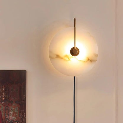 Alabaster LED Plug-In Wall Lamp - Dimmable, Energy Efficient Lighting