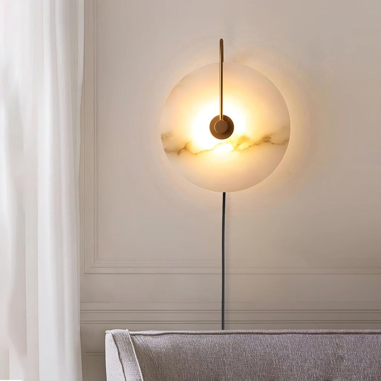 Alabaster LED Plug-In Wall Lamp - Dimmable, Energy Efficient Lighting