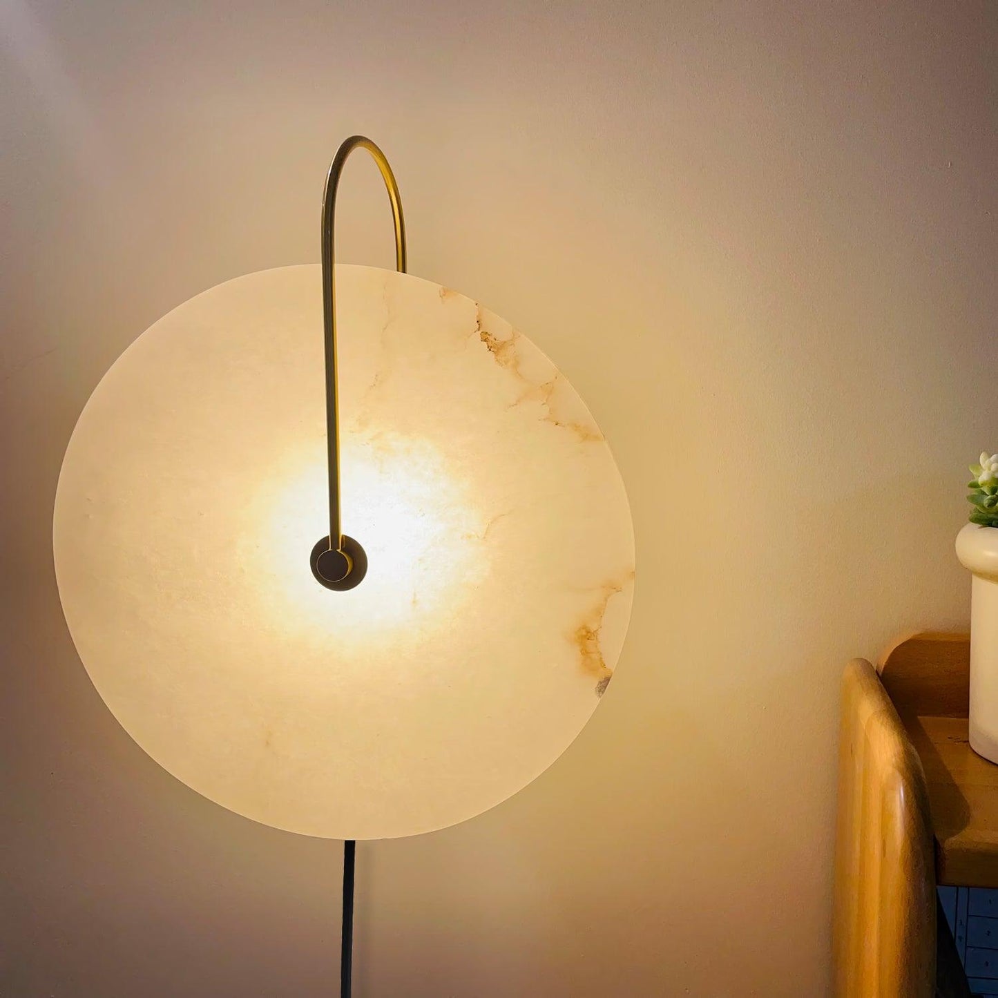 Alabaster LED Plug-In Wall Lamp - Dimmable, Energy Efficient Lighting