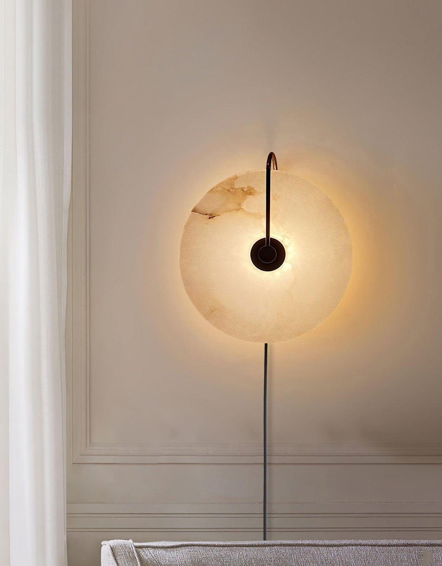 Alabaster LED Plug-In Wall Lamp - Dimmable, Energy Efficient Lighting
