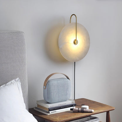 Alabaster LED Plug-In Wall Lamp - Dimmable, Energy Efficient Lighting