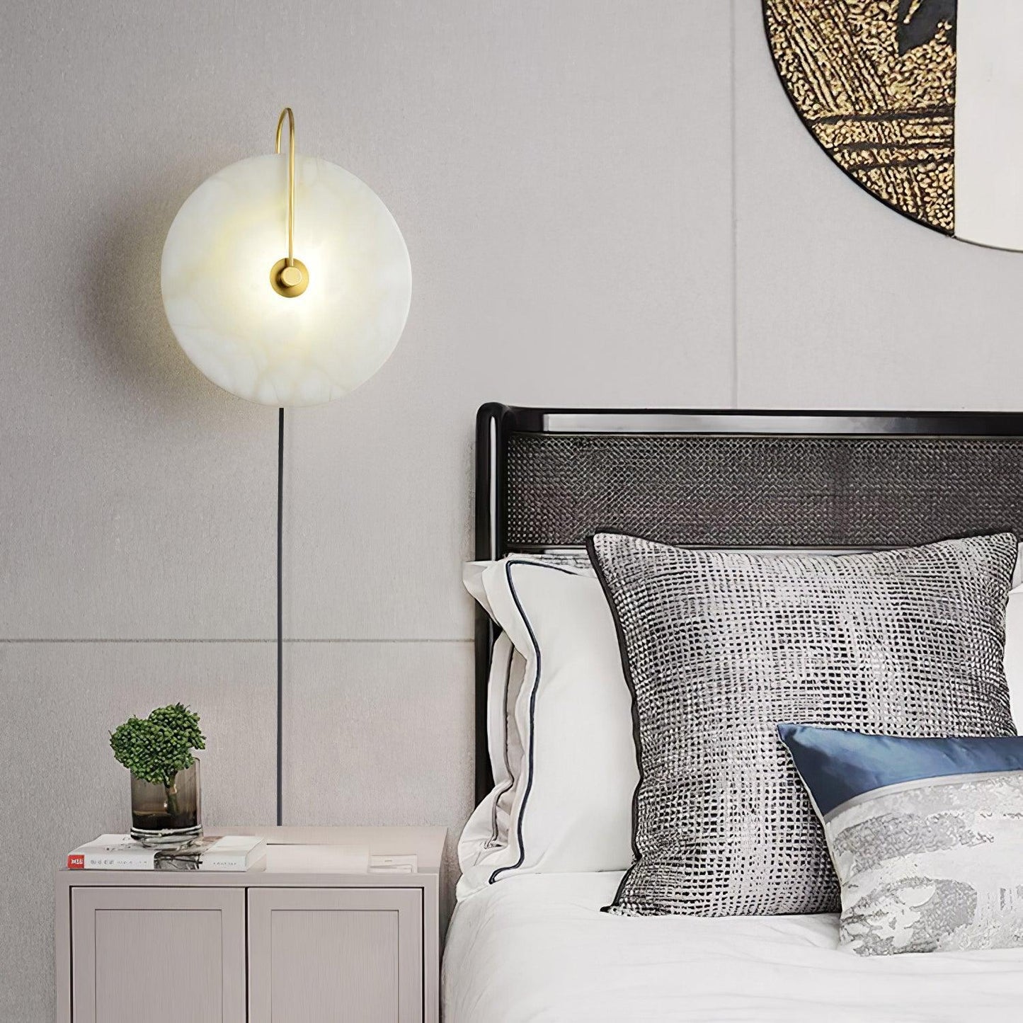 Alabaster LED Plug-In Wall Lamp - Dimmable, Energy Efficient Lighting