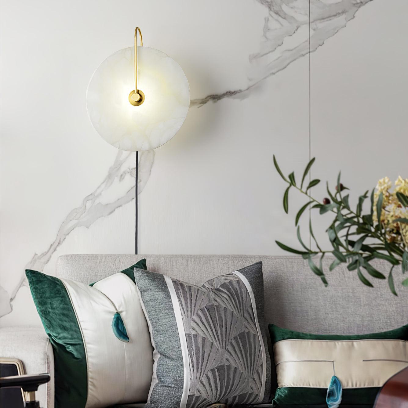 Alabaster LED Plug-In Wall Lamp - Dimmable, Energy Efficient Lighting