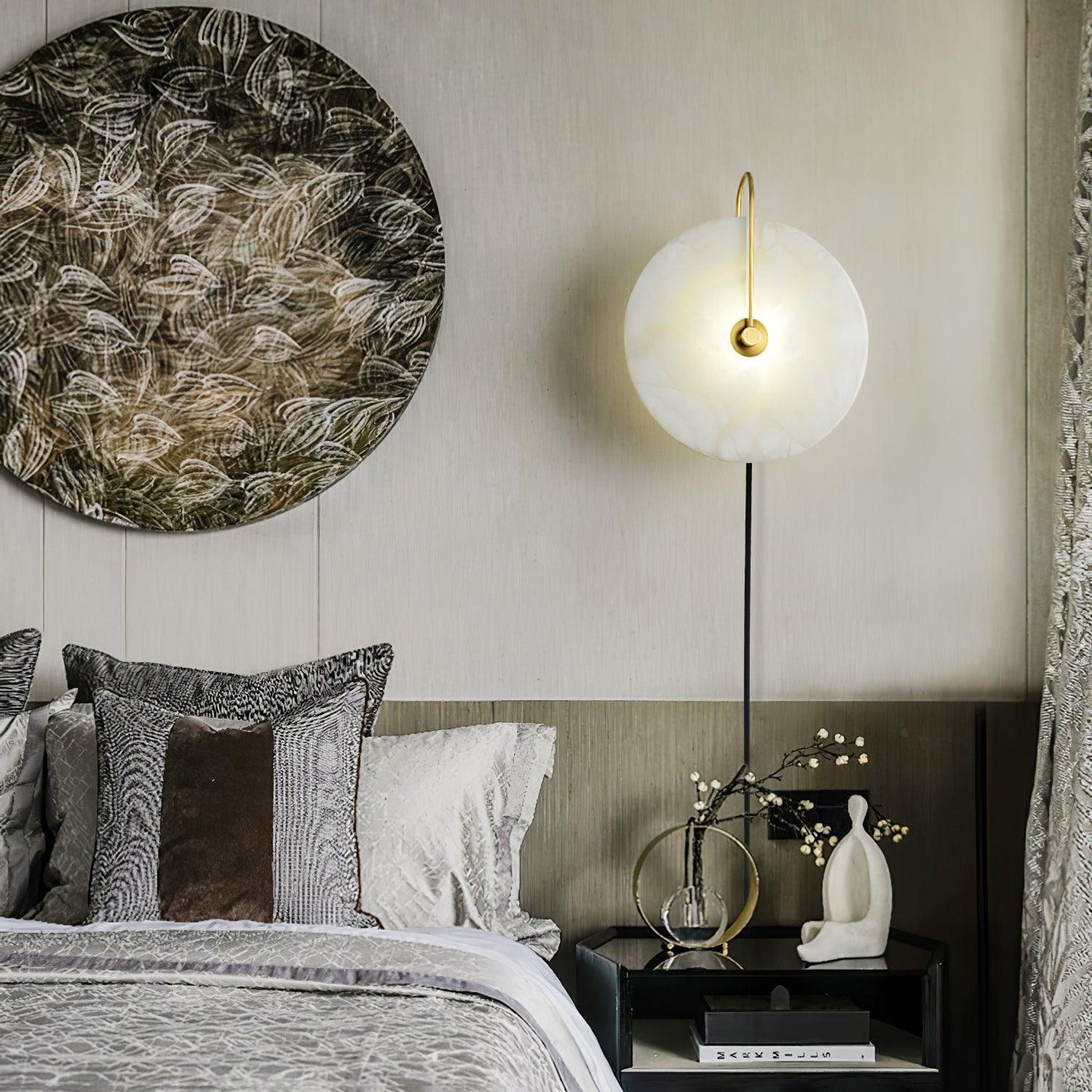 Alabaster LED Plug-In Wall Lamp - Dimmable, Energy Efficient Lighting