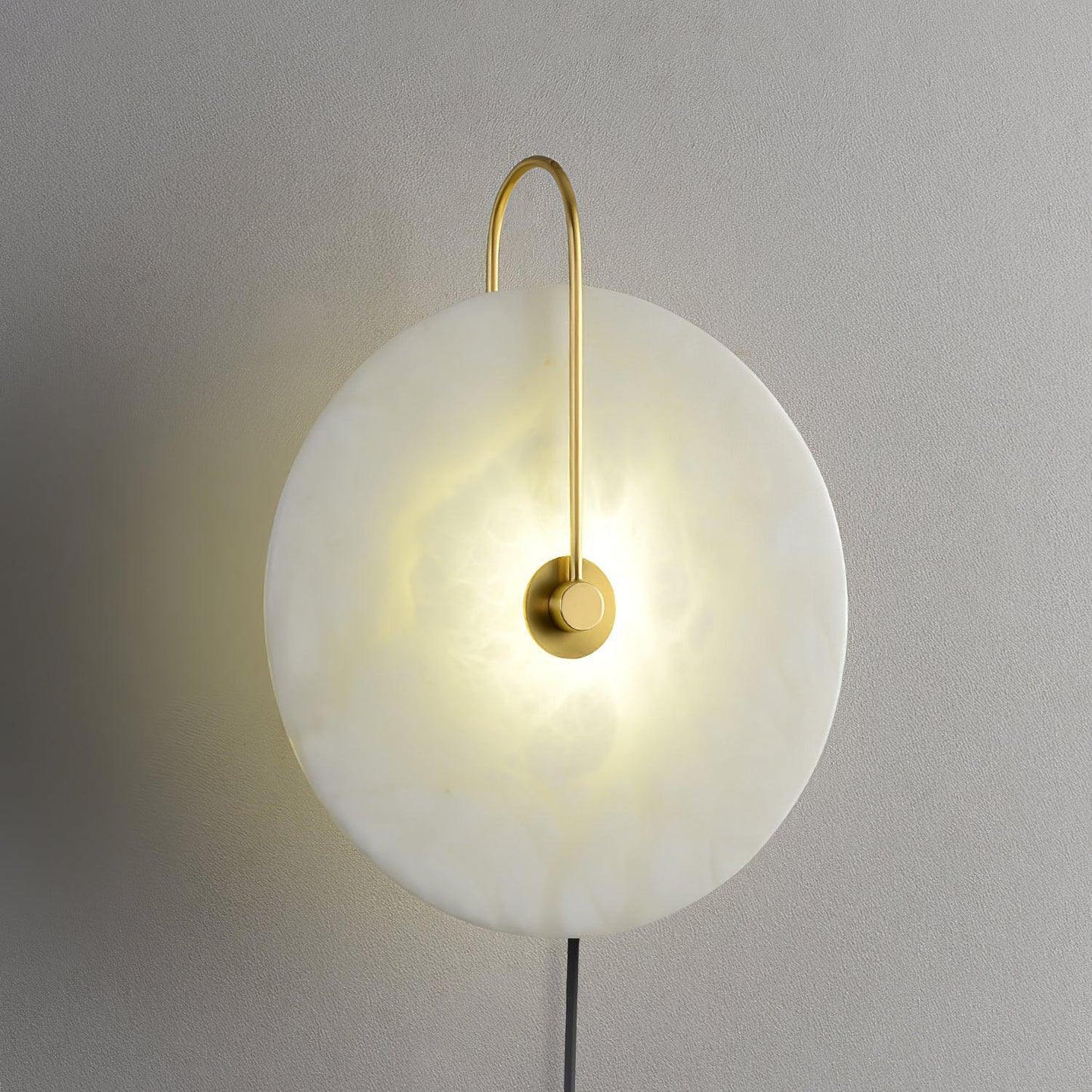 Alabaster LED Plug-In Wall Lamp - Dimmable, Energy Efficient Lighting