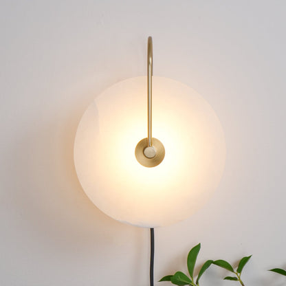 Alabaster LED Plug-In Wall Lamp - Dimmable, Energy Efficient Lighting