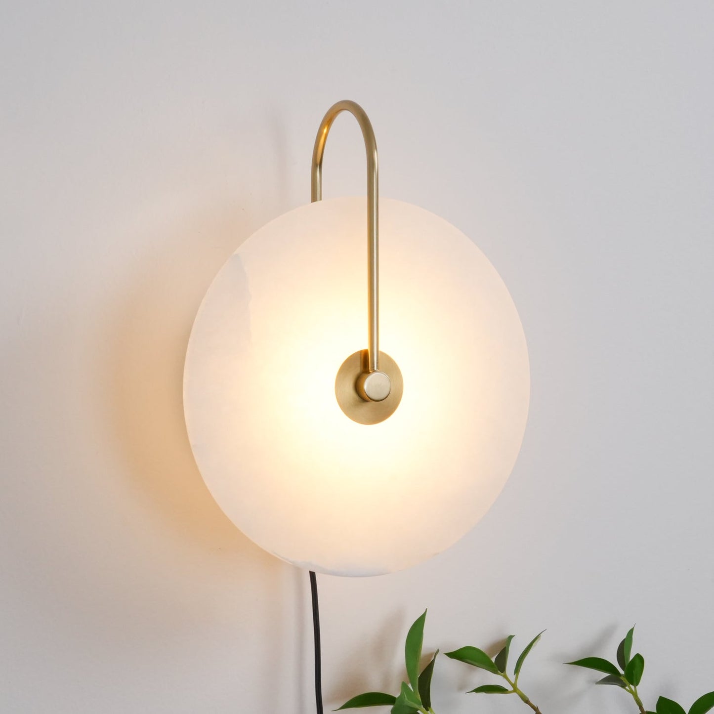 Alabaster LED Plug-In Wall Lamp - Dimmable, Energy Efficient Lighting
