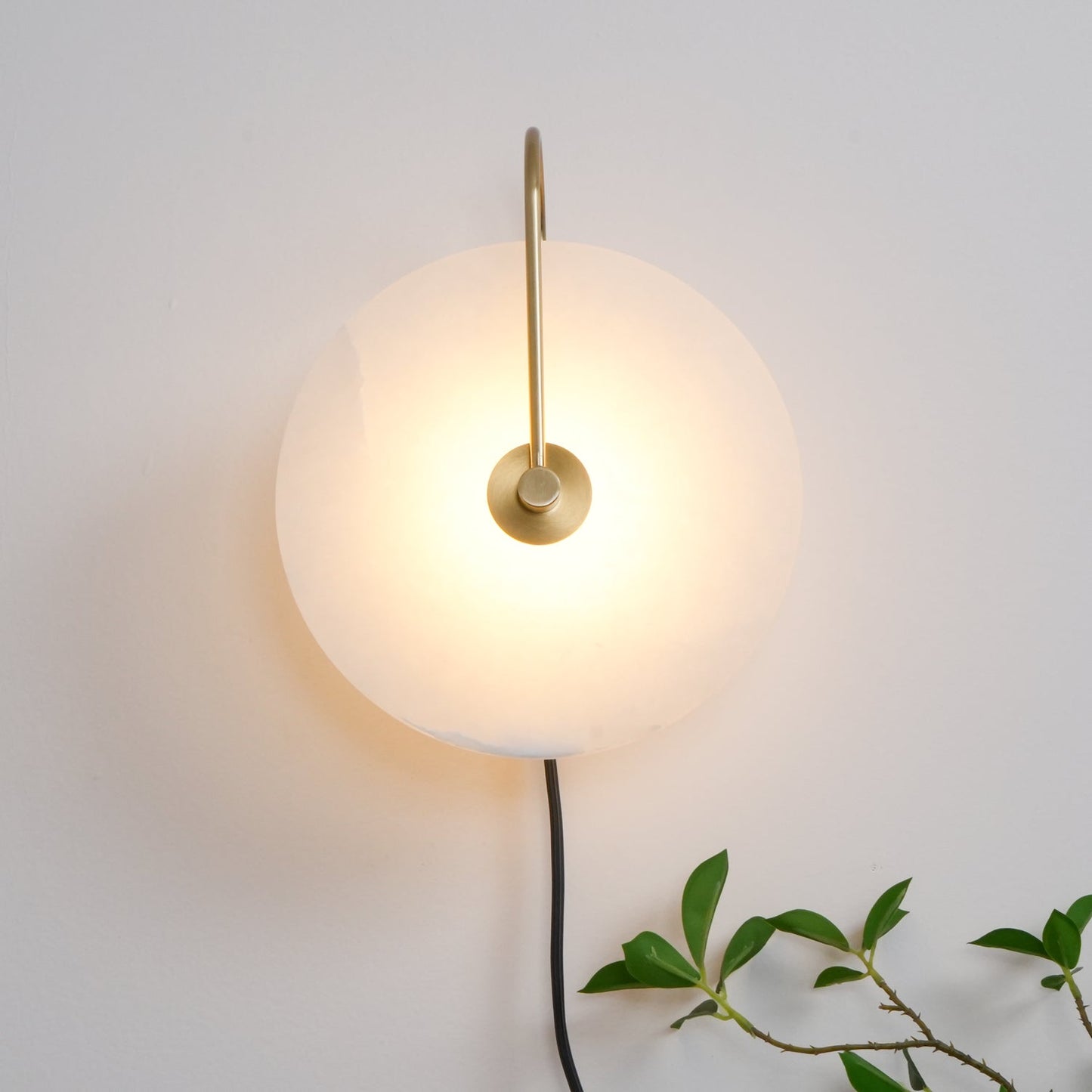 Alabaster LED Plug-In Wall Lamp - Dimmable, Energy Efficient Lighting
