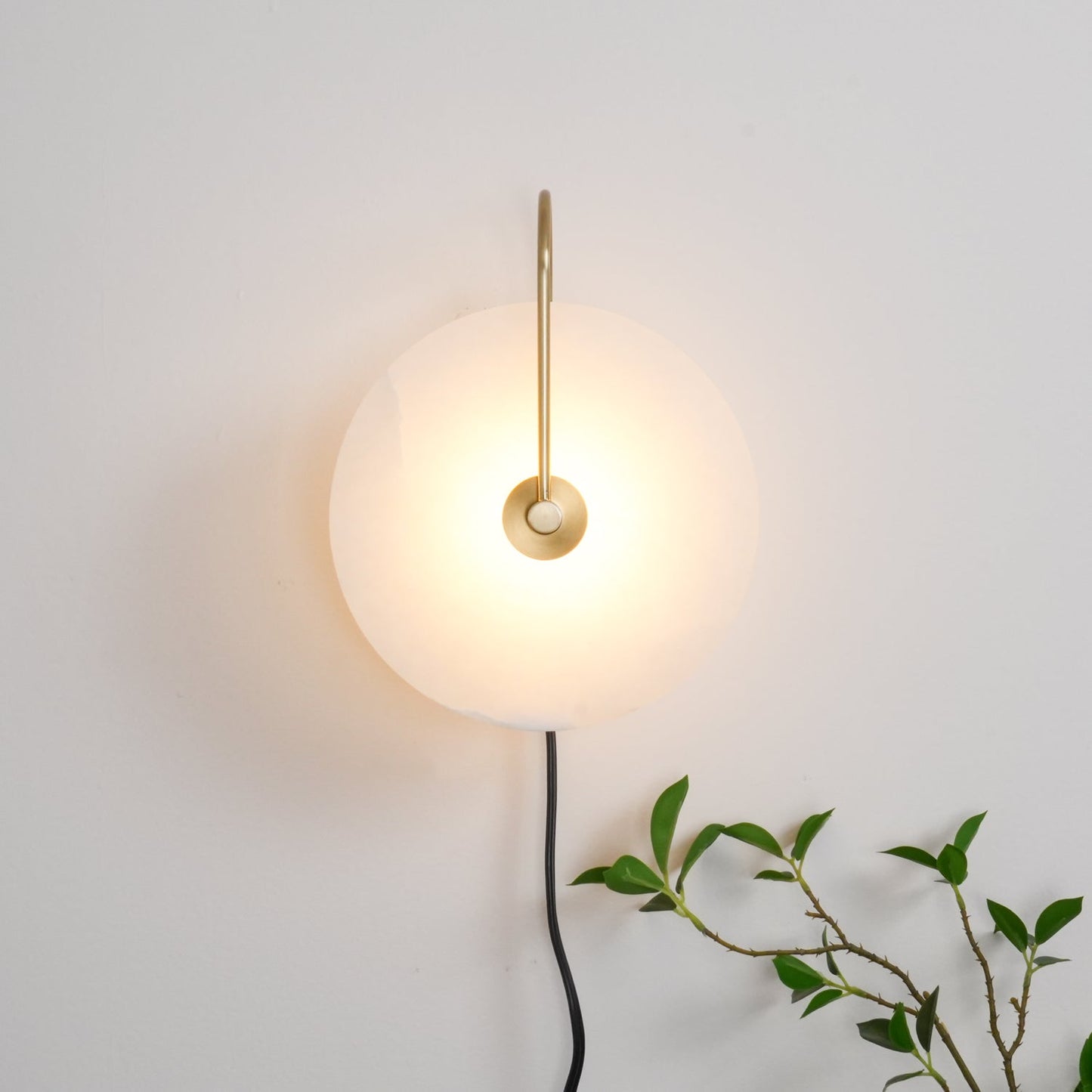 Alabaster LED Plug-In Wall Lamp - Dimmable, Energy Efficient Lighting