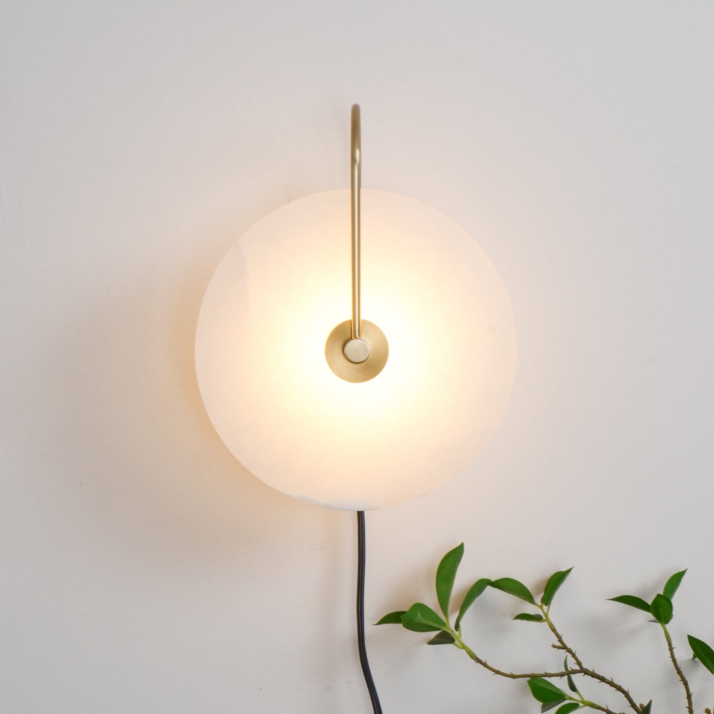 Alabaster LED Plug-In Wall Lamp - Dimmable, Energy Efficient Lighting