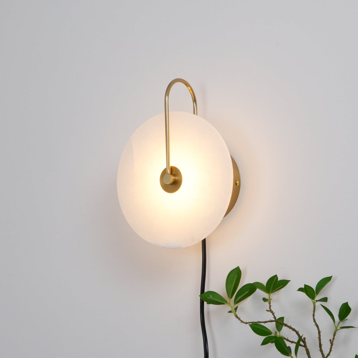 Alabaster LED Plug-In Wall Lamp - Dimmable, Energy Efficient Lighting