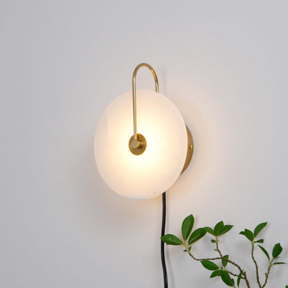 Alabaster LED Plug-In Wall Lamp - Dimmable, Energy Efficient Lighting