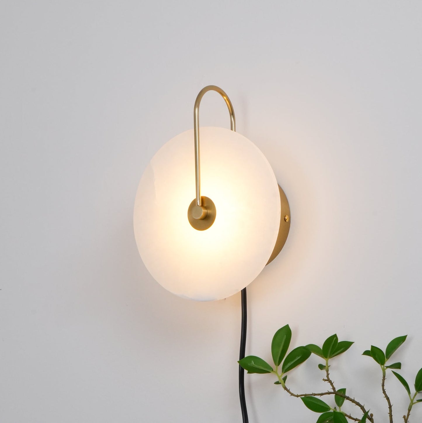 Alabaster LED Plug-In Wall Lamp - Dimmable, Energy Efficient Lighting