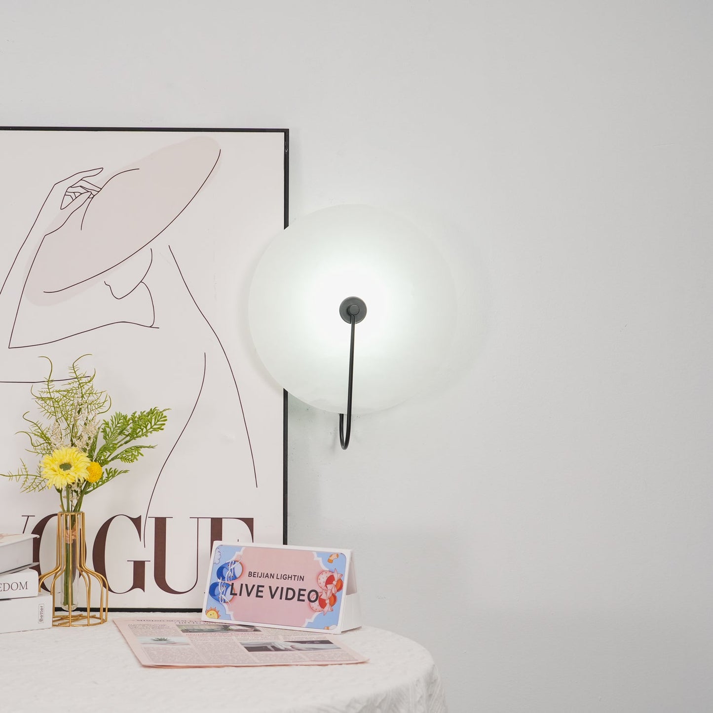 Alabaster LED Plug-In Wall Lamp - Dimmable, Energy Efficient Lighting
